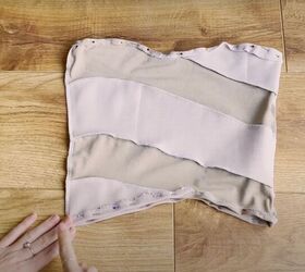 how to upcycle clothes that are too small make something new, Pinning the hems