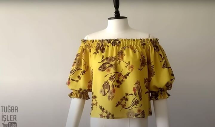 how to sew a diy bardot top with cute puff sleeves, How to make a DIY Bardot top