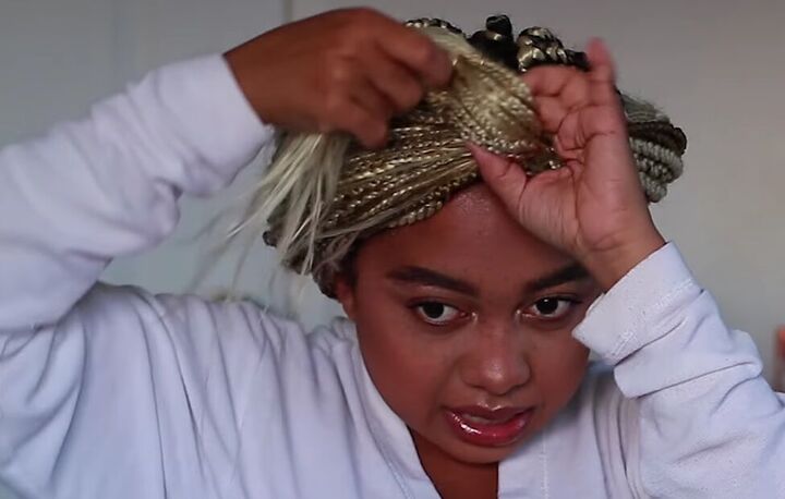 how to sleep with box braids 4 essentials tips tricks, Securing braids at the top of the head
