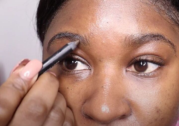 how to do a clean girl makeup look easy natural looking makeup, Lining brows