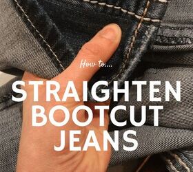 how to straighten bootcut jeans elise s sewing studio, Learn how to straighten bootcut jeans in the leg with this beginner friendly sewing tutorial