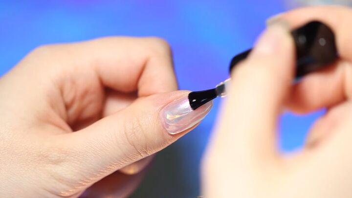 how to do mesmerizing aurora ice korean nail art 3 ways, Applying top coat