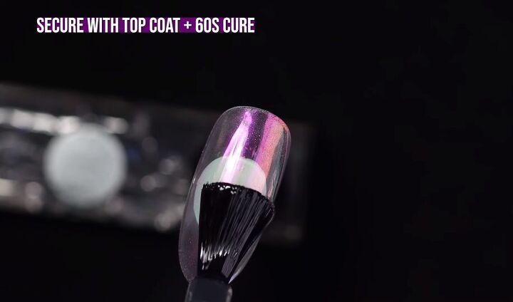 how to do mesmerizing aurora ice korean nail art 3 ways, Applying a top coat layer