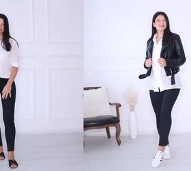 6 summer to fall transition outfits how to transition your wardrobe, Adding a leather jacket for fall