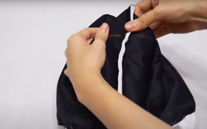 how to sew a mini bag with scrunchie handles a chain strap, Making the tote bag box bottom