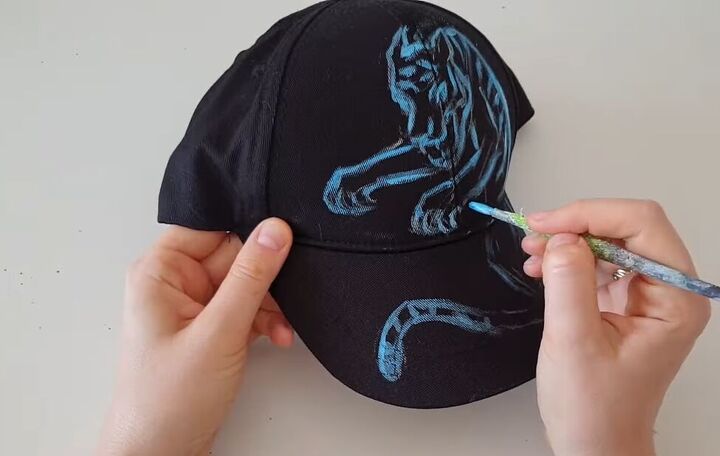 3 easy hand painted hat cap bandana ideas, Sketching a design on a baseball cap