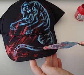 3 easy hand painted hat cap bandana ideas, Painting with a palette knife