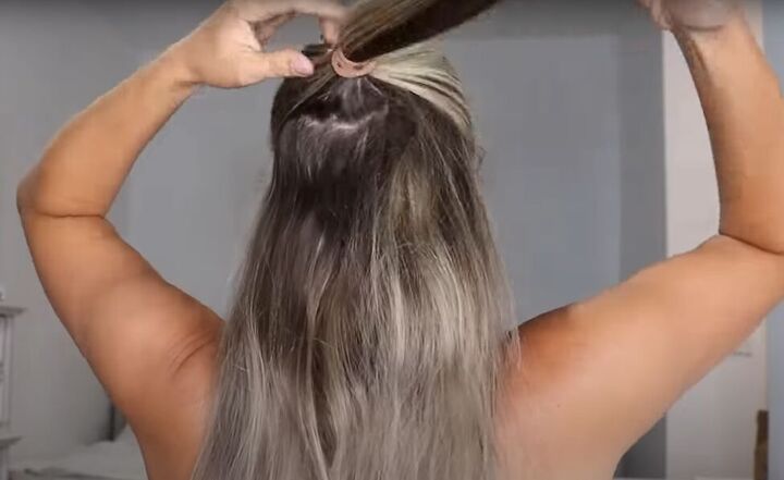 testing tiktok hacks do these viral trends actually work, Making a half ponytail