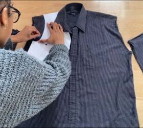 how to make a color block shirt using your grandad s old clothes, Tracing a bodice pattern