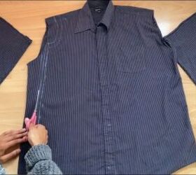 how to make a color block shirt using your grandad s old clothes, Cutting the shirt