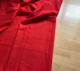 how to make a color block shirt using your grandad s old clothes, Red fabric for the DIY color block shirt