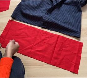 how to make a color block shirt using your grandad s old clothes, Aligning the pieces