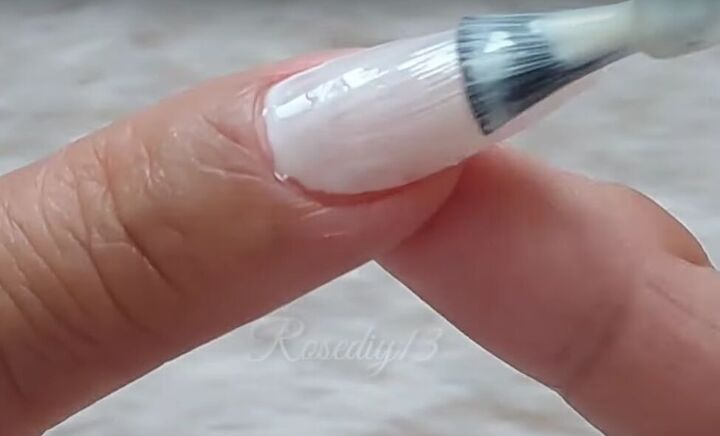 how to do quick simple red white nail art, Applying white nail polish
