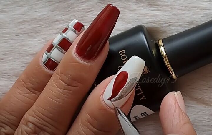 how to do quick simple red white nail art, Nail art designs in white and red