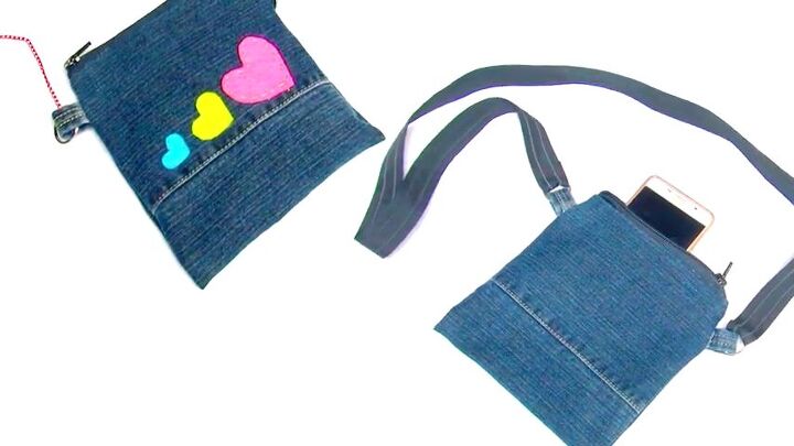 7 quick and easy steps to the cutest no sew denim shoulder bag, Denim shoulder bag