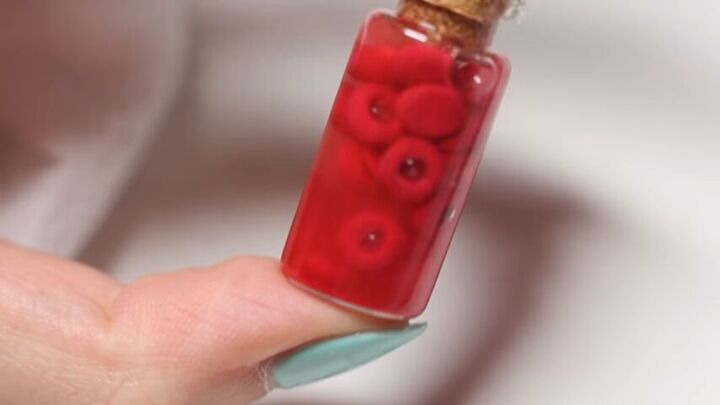 red blood cells in an adorable tiny bottle tutorial, Polymer clay halloween charms