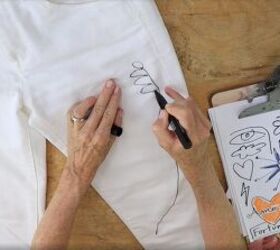 learn how to refashion old white jeans into fun and trendy pants, Easy creative doodle art