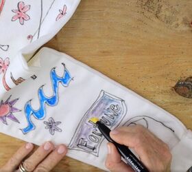learn how to refashion old white jeans into fun and trendy pants, How to use fabric markers