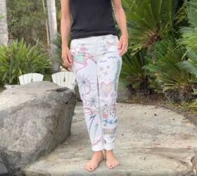 learn how to refashion old white jeans into fun and trendy pants