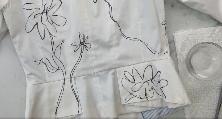 how to paint on fabric and create a one of a kind jacket, Doodle black pen art