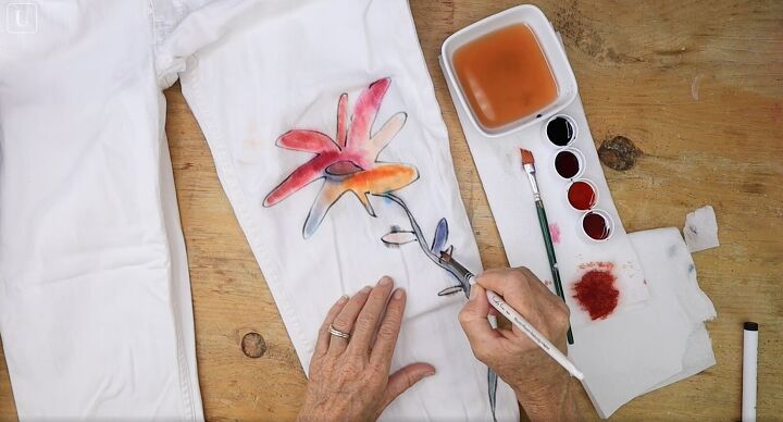 how to paint on fabric and create a one of a kind jacket, Painting on pants