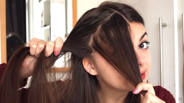 how to do faux bangs using your own hair 2 bobby pins, Sectioning hair