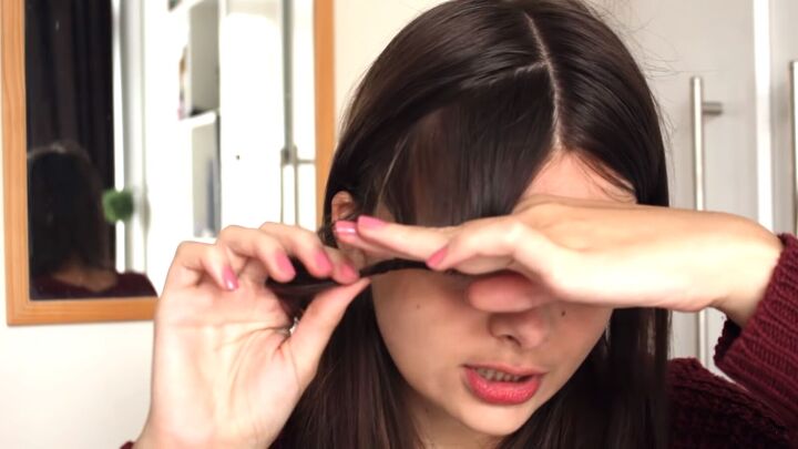 how to do faux bangs using your own hair 2 bobby pins, Twisting and pinning the bangs