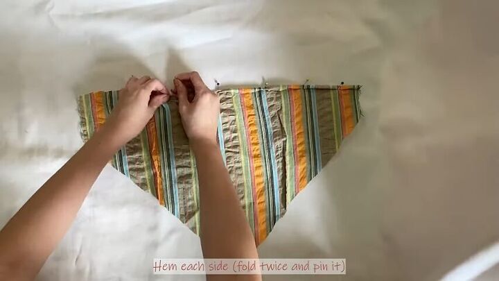 how to make a bandana headband out of fabric in 8 simple steps, Pinning and sewing the edges