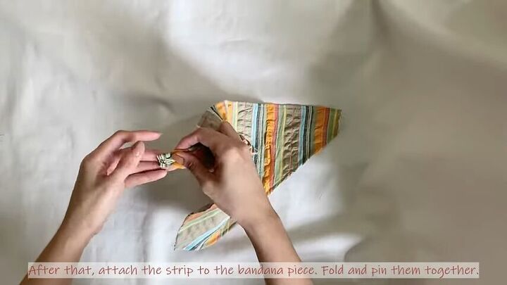 how to make a bandana headband out of fabric in 8 simple steps, Sewing the elastic strip to the bandana