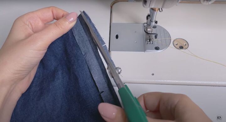 how to sew high waisted wide leg shorts for summer beyond, Trimming the seam allowance