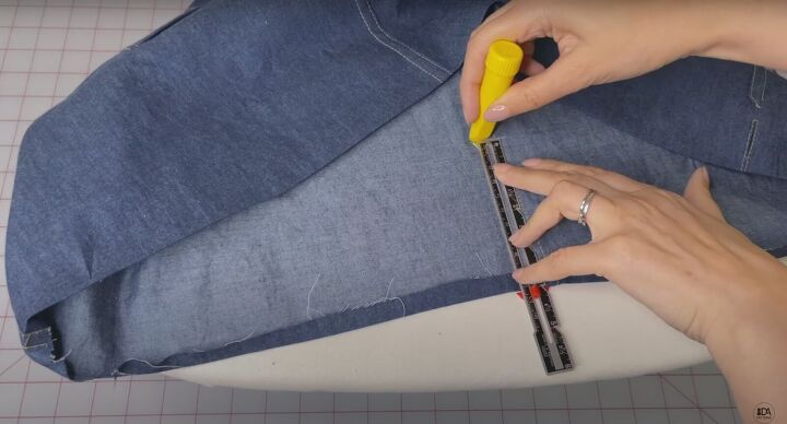how to sew high waisted wide leg shorts for summer beyond, Measuring where the waistband goes
