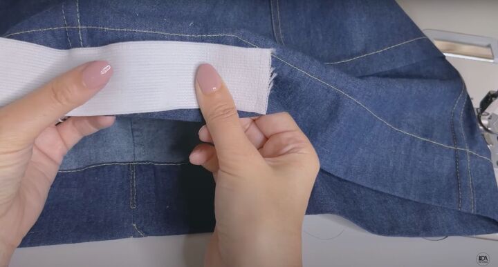 how to sew high waisted wide leg shorts for summer beyond, Making the elastic waistband
