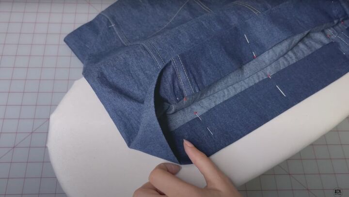 how to sew high waisted wide leg shorts for summer beyond, Hemming the shorts