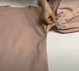 how to sew a diy puff sleeve top with dropped shoulders, Attaching the sleeves to the armholes