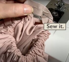 how to sew a diy puff sleeve top with dropped shoulders, Adding elastic to the sleeves