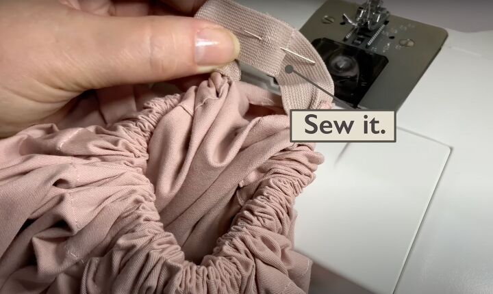 how to sew a diy puff sleeve top with dropped shoulders, Adding elastic to the sleeves