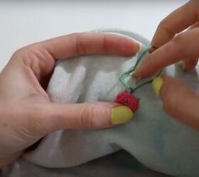 7 smart sewing hacks for beginners how to fix clothes with style, Using green thread to sew the leaf