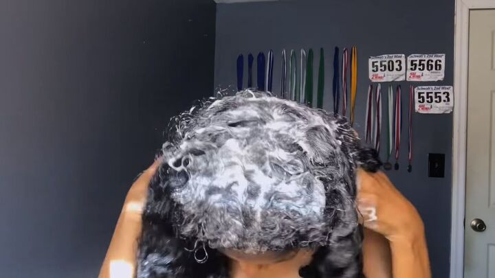 how to grow hair with diy hair growth oil rice water shampoo, Applying the shampoo to the scalp