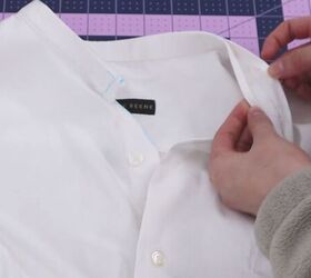 how to make a blouse with frills out of an old men s dress shirt, Pressing the edges