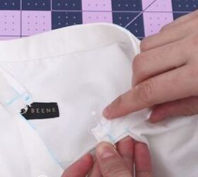 how to make a blouse with frills out of an old men s dress shirt, Sewing the ties to the collar