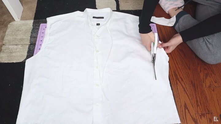 how to make a blouse with frills out of an old men s dress shirt, How to take in a shirt