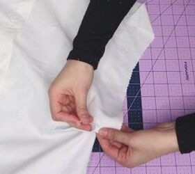 how to make a blouse with frills out of an old men s dress shirt, Pinning the darts