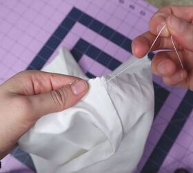 how to make a blouse with frills out of an old men s dress shirt, Pulling the thread to gather the sleeves