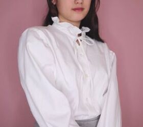 how to make a blouse with frills out of an old men s dress shirt, Cute frilly blouse