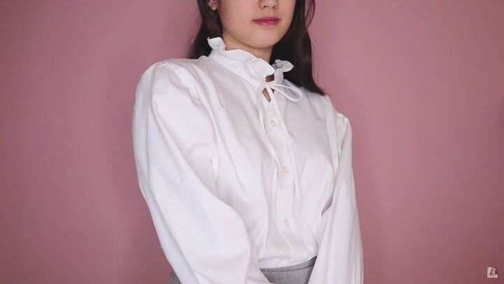 how to make a blouse with frills out of an old men s dress shirt, Cute frilly blouse