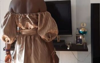 How to Turn Old Curtains Into a Cute Off-Shoulder Dress