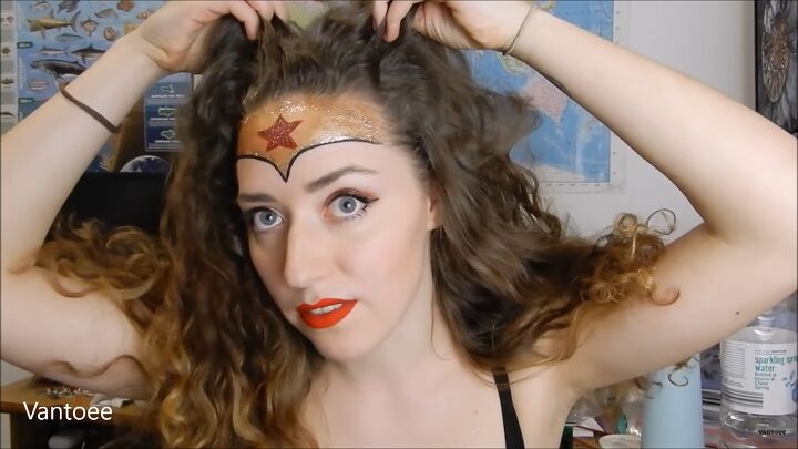how to do fun wonder woman makeup for halloween, Voluminous Wonder Woman hair