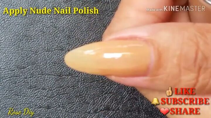 9 steps to creepy halloween nails inspired by the momo challenge, Nude nail polish on thumb