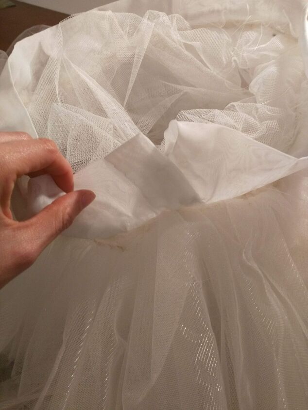 diy cloud tutu halloween costume elise s sewing studio, Sew the waistband to the tulle skirt
