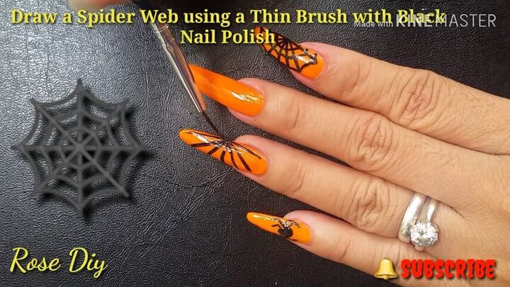 how to do fun spider web nail designs for halloween, Halloween spider web nails